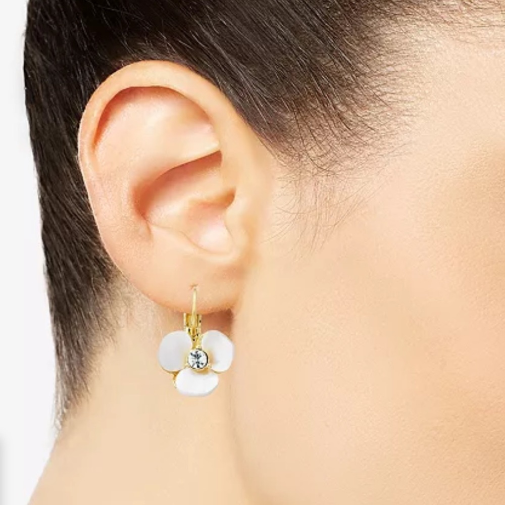 NWT! Kate Spade Disco Pansy Leverback Earrings - Picture 8 of 8